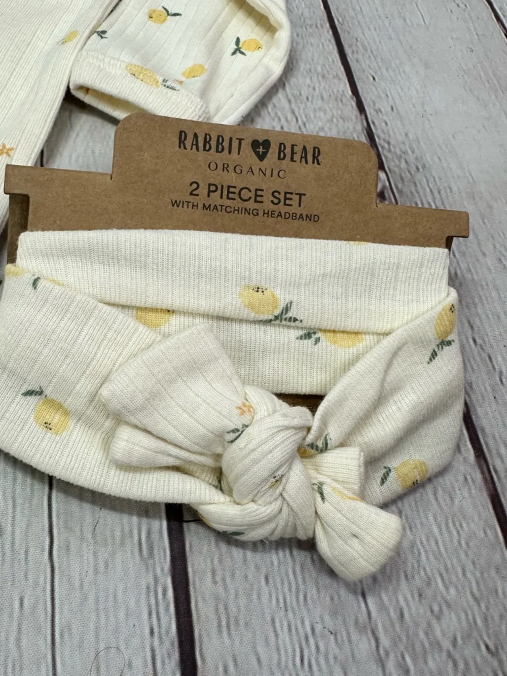 NWT Rabbit & Bear Lemon Footed One-Piece set 6-9M coquette boho cottagecore